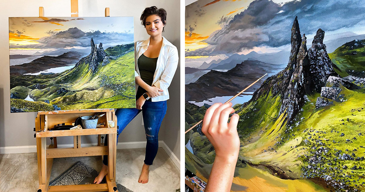 Young Artist Captures the Scottish Isle of Skye in Landscape Oil Painting