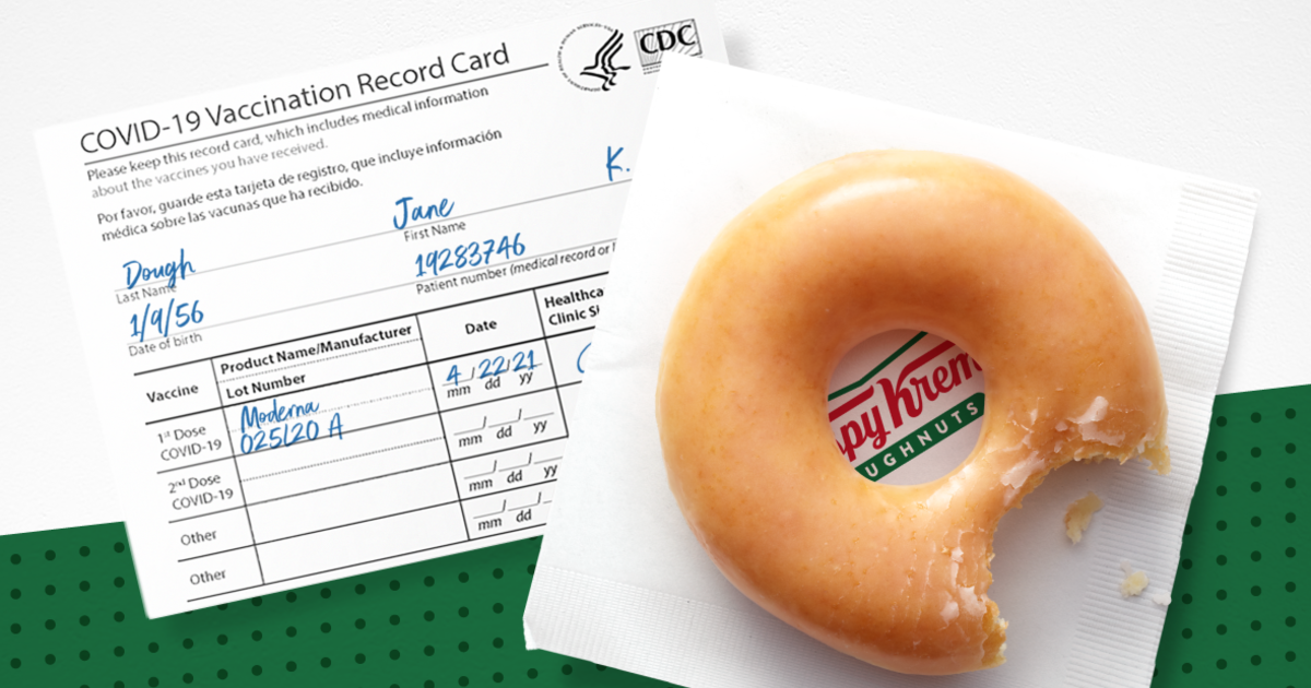 Krispy Kreme will give you a free doughnut every day this year — if you've been vaccinated - CBS News