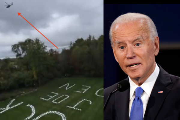 Michigan Landowner Gives Massive Welcome to Joe Biden as he Flew Into Town Over Home